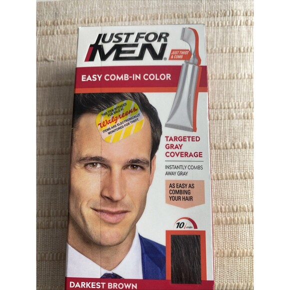 Just For Men Easy Comb-In Color Mens Hair Dye Darkest Brown A-50 Pack of 1 - Picture 3 of 10